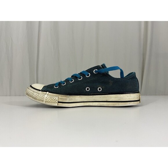 Converse All Star Womens Teal Canvas Size 8 Low Top Blue Laces Grunge - Picture 3 of 12